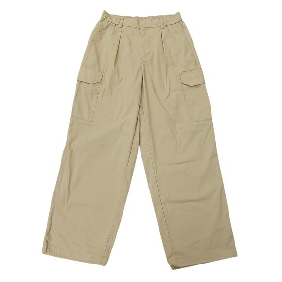 Uniqlo Easy Cargo Pants Womens Small Beige Lightweight Wide Leg Baggy Parachute - Picture 1 of 11